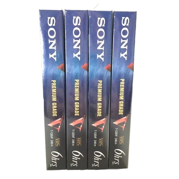 4 SONY Blank VHS Tapes T-120VF 6 Hr Premium Grade Factory Sealed - Picture 3 of 4